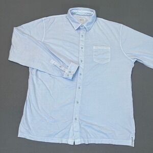 Reworn Mens 2XL Light Blue 100% Cotton Jersey Long Sleeve Button Down Shirt